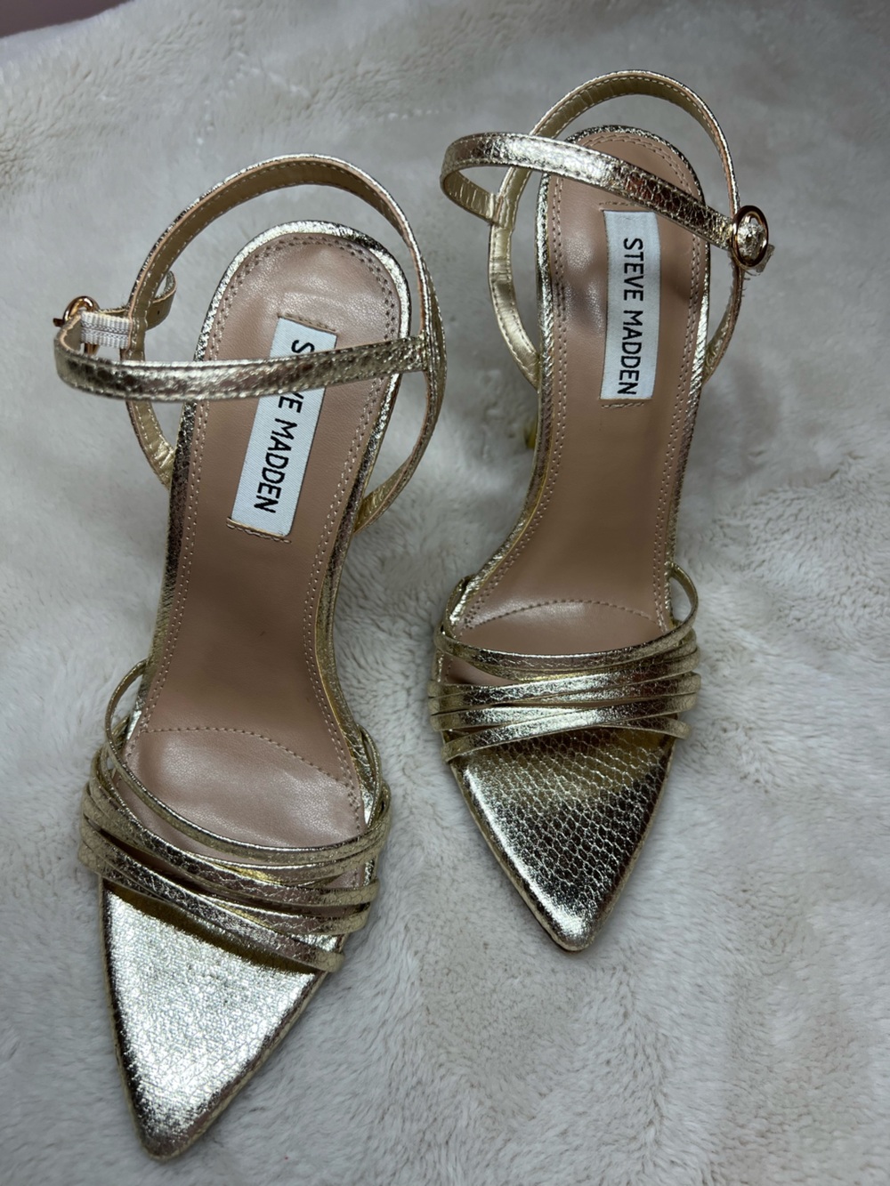 Steve Madden Metallic Gold Strappy Pointed Heels